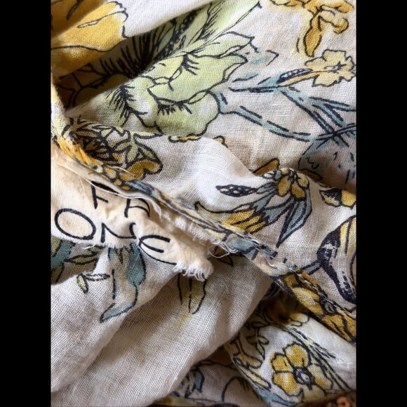 Free People Tunic Tank Top M / L Womens Ivory Floral Scoop Neck Frayed - Picture 5 of 5